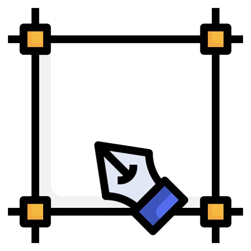 lines connecting to create a vector. A pen is shown to show shapes being drawn